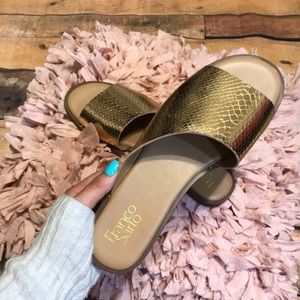 Franco Sarto Gold Slip On Sandals Size 9.5